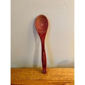 Bright Pink Wooden Spoon Spatula VTG Thick Kitchen Solid Ring Round  Boho